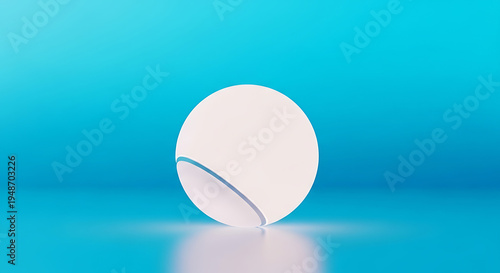 White sphere with blue line on gradient blue background 3D reflective surface shiny blue gradient