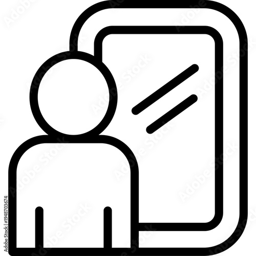 self reflection icon illustration design with outline