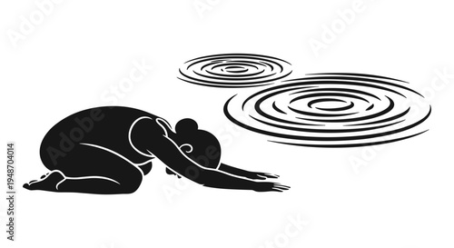 A relaxing frog enjoying ripples in a calm pond environment Vector, illustration