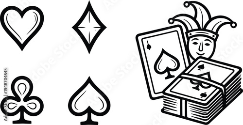 Set of 6 poker card icons vector