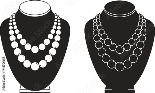 necklace, jewelry, accessory, fashion, luxury, pearl, pendant, elegant, ornament, display, boutique, glamour, gem, design, style, woman, decoration, black, icon, illustration