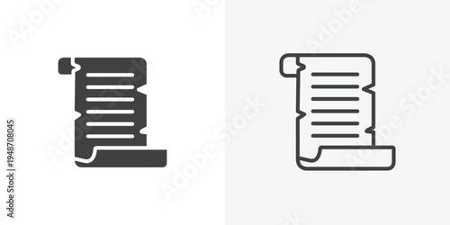 Scroll paper icon vector sign symbol isolated on white. Stroke and clipart style