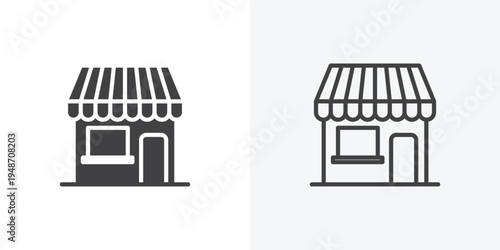 Shop icon vector sign symbol isolated on white. Stroke and clipart style