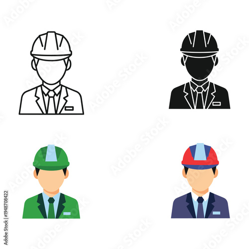 Funny cartoon characters of builders businessmen and managers set
