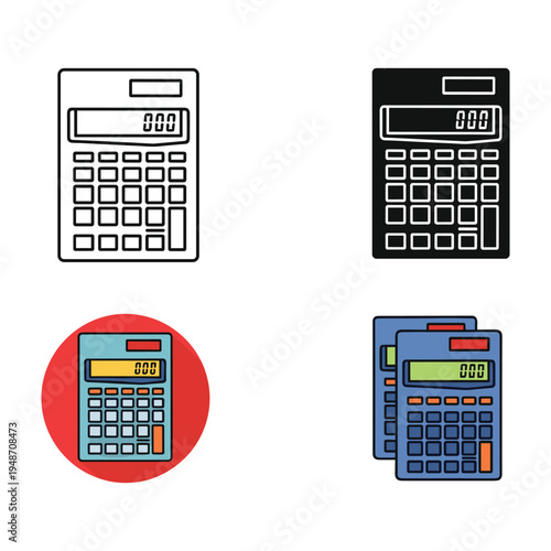 Calculator and mobile phone on table illustration