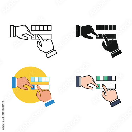 Hand holding credit card and laptop vector illustration