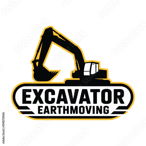Heavy-duty excavator logo for earthmoving company branding