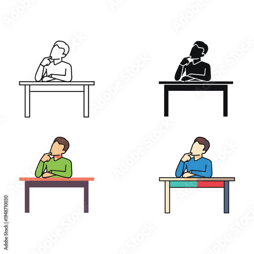 business people icons set in office with laptops and desks