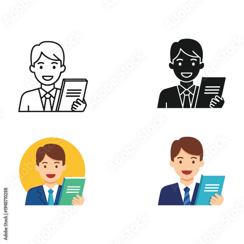 Business people icons set in office and work style