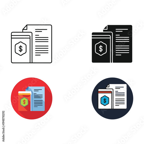Folder and document icon vector set for web and office design