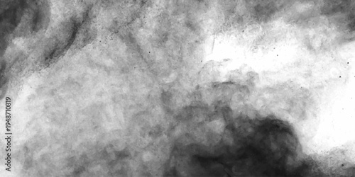 Abstract white and gray isolated cloud cumulus clouds. Gray aquarelle painted realistic fog or mist smoky textured canvas design. White and ash messy wall stucco texture background.	