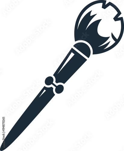 Vintage magic wand, wizard spell staff, fantasy magical symbol, enchanted wand icon, mystical sorcery object isolated on white background