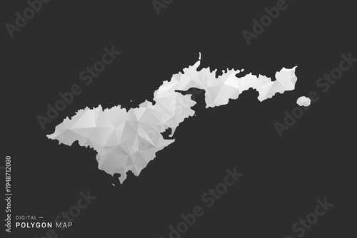 American Samoa Map - Polygon style vector illustration in black, gray and white low poly geometric design, minimal silhouette, isolated for infographic.