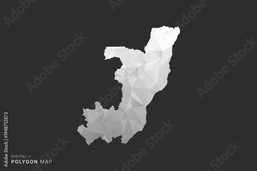 Congo Map - Polygon style vector illustration in black, gray and white low poly geometric design, minimal silhouette, isolated for infographic.