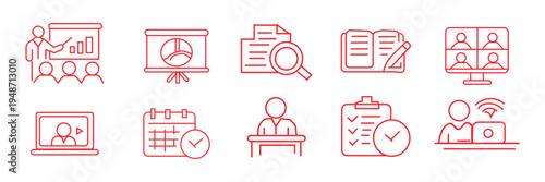 Office workspace icons: desk, booth, lounge, meeting room, wellness, phone, table, wall, tech, snack, lighting