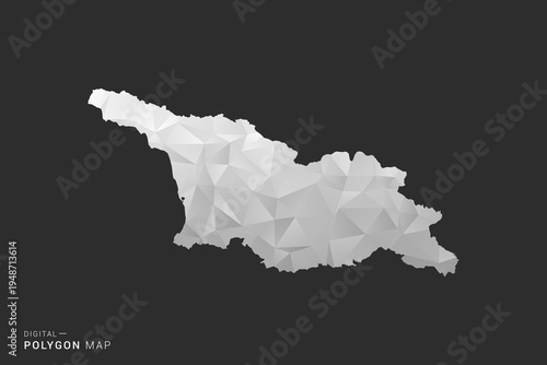 Georgia Map - Polygon style vector illustration in black, gray and white low poly geometric design, minimal silhouette, isolated for infographic.