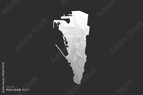 Gibraltar Map - Polygon style vector illustration in black, gray and white low poly geometric design, minimal silhouette, isolated for infographic.