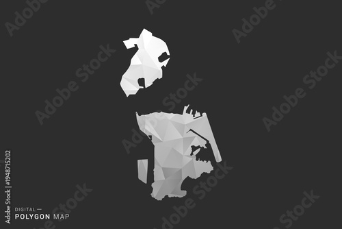 Macao Map - Polygon style vector illustration in black, gray and white low poly geometric design, minimal silhouette, isolated for infographic.