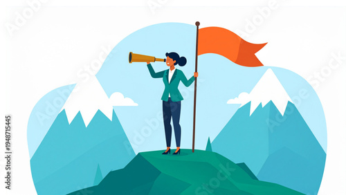 vector illustration of a man in a mountain landscape
