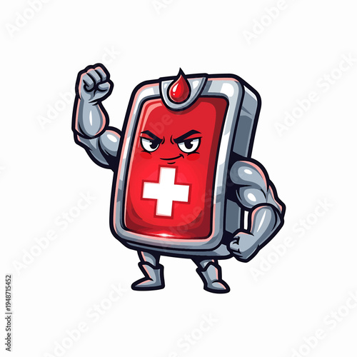 Meat Blood Donor Cartoons Blood Bag Character Pose