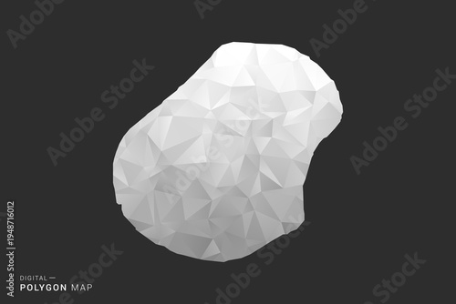 Nauru Map - Polygon style vector illustration in black, gray and white low poly geometric design, minimal silhouette, isolated for infographic.