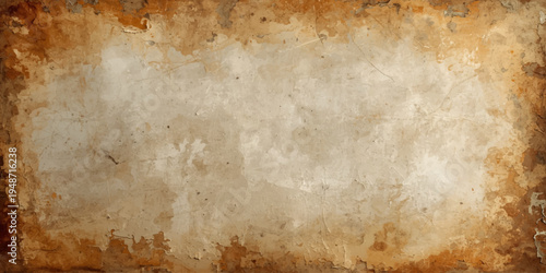 A weathered vintage parchment background featuring an aged brown paper texture fused with a stained grunge aesthetic and the rugged details of an antique rusty metal plate