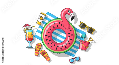 Set of 8 summer vacation icons vector