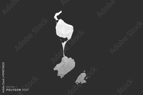 Saint Pierre and Miquelon Map - Polygon style vector illustration in black, gray and white low poly geometric design, minimal silhouette, isolated for infographic.