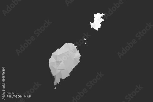 Sao Tome and Principe Map - Polygon style vector illustration in black, gray and white low poly geometric design, minimal silhouette, isolated for infographic.