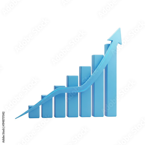 Blue 3d bar chart with upward trend arrow isolated on transparent background Free Download Blue 3d bar chart with upward trend arrow isolated on transparent background - GFXLoad