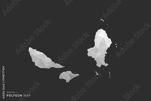 Wallis and Futuna Map - Polygon style vector illustration in black, gray and white low poly geometric design, minimal silhouette, isolated for infographic.