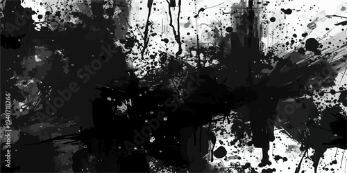 A dark weathered black and white abstract grunge background featuring a heavily textured surface of aged vintage paper and dirty metal with a rough ancient wall pattern