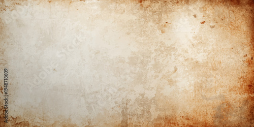 Vintage aged parchment with a stained grunge paper texture and worn brown antique pattern creates a blank retro background for an ancient art design