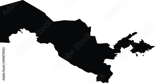 uzbekistan map silhouette, black shape on white background