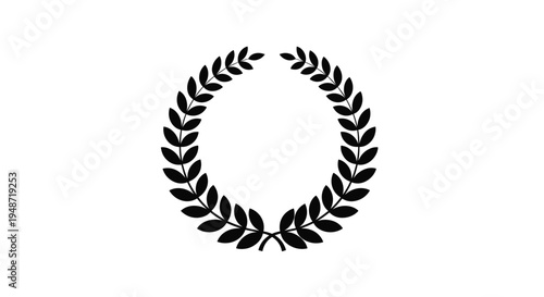 Classic black laurel wreath icon representing victory, achievement, and success centered on a solid white background for award designs.
