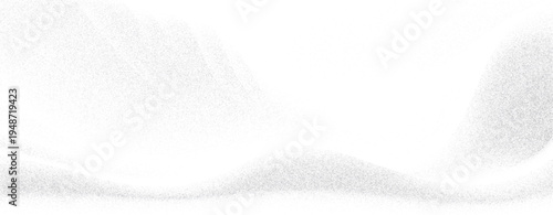 Elegant silver noise wave background with grit dust grain particles and white soft blur. This vector design features ethereal subtle gray texture, lo-fi film grain effect, and fluid silk flow bg.