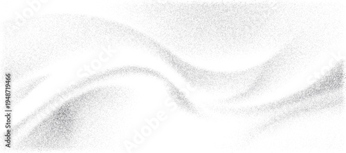 Abstract silver noise wave background vector with grain texture. Elegant white silk flow with grit and dust particles. Ethereal misty atmosphere with hazy fog and subtle gray gradient bg.
