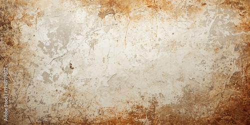 A vintage background featuring aged parchment paper with a stained grunge texture and a worn antique brown wood design for a retro blank backdrop