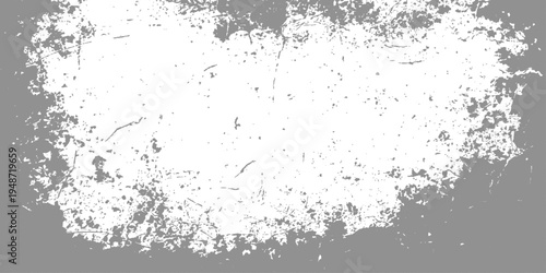 Abstract grunge black background featuring a dark ink splash design with a vintage paper texture and a dirty paint splatter frame effect for a weathered vector art pattern