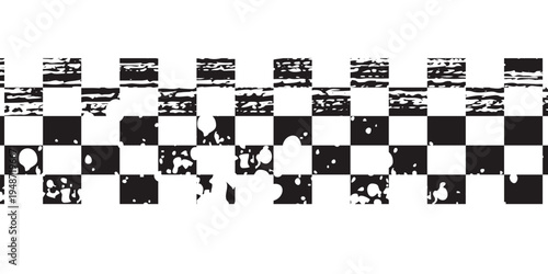 Chess perspective room background. Black and white chess board perspective room texture. Chess board pattern surface. Fading and disappearing chess board background. Abstract vector illustration.
