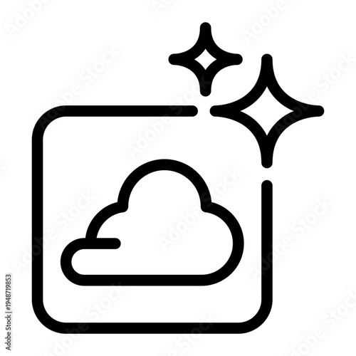AI Cloud Storage Line Icon – Artificial Intelligence Data Storage line icon
