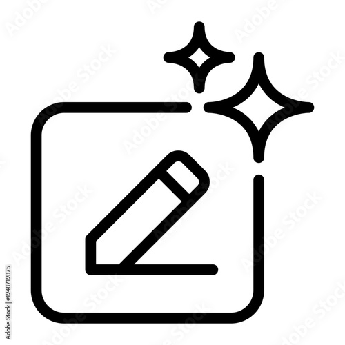 AI Image Editor Line Icon – Artificial Intelligence Photo Editing and Smart Image Processing Technology line icon