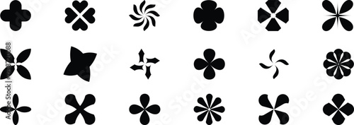 Set of abstract and geometric shapes and symbols. Brutalist design icons and signs. Basic forms. Vector illustration.