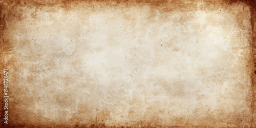 A blank vintage parchment with a stained grunge texture provides an ancient aged paper background featuring a worn brown antique design on a weathered beige canvas backdrop