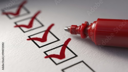 Wallpaper Mural The red marker ticking off a checklist with bold checkmarks and boxes Torontodigital.ca