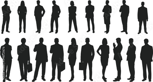Business People Silhouettes Collection on White Background vector illustration