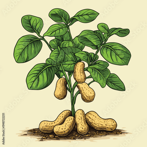 peanut plant , vector style simple color