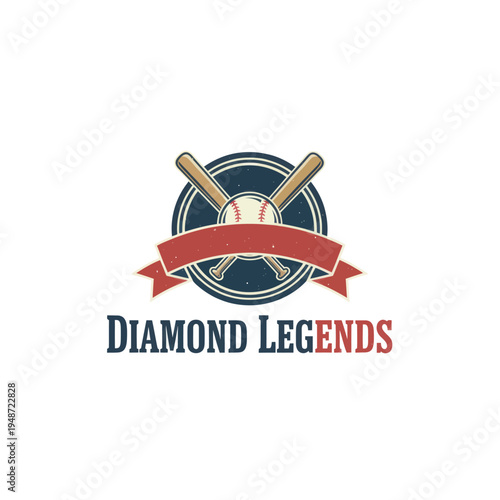 Vintage Baseball Diamond Legends Sports Emblem