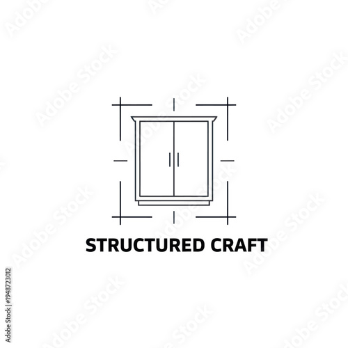 Minimalist Cabinet Furniture Blueprint Line Art Logo