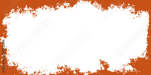 Vintage grunge fire frame on a black background featuring a vector floral pattern with orange ink splash texture and nature silhouette illustration art